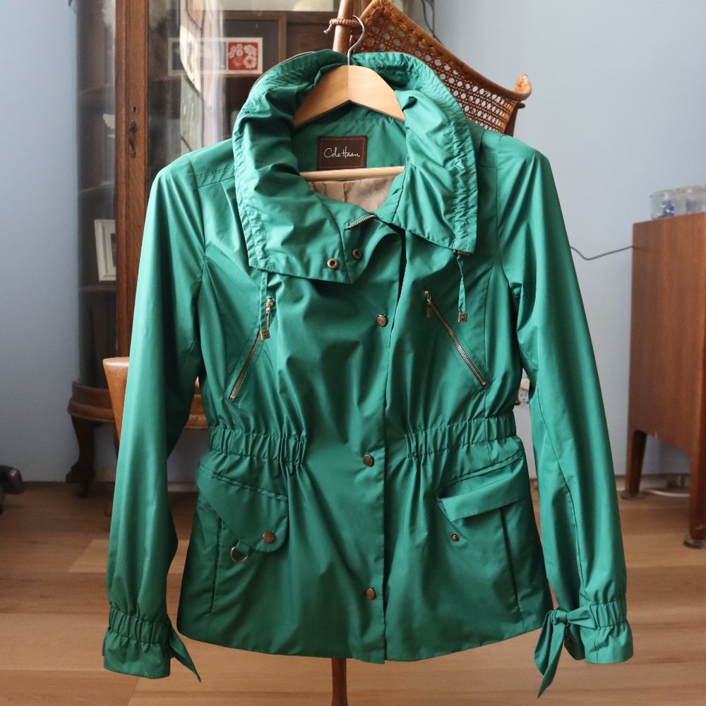 Like New, Cole Haan "Jelly Bean" Windbreaker in Kelly Green, Sz S - Picture 2 of 16